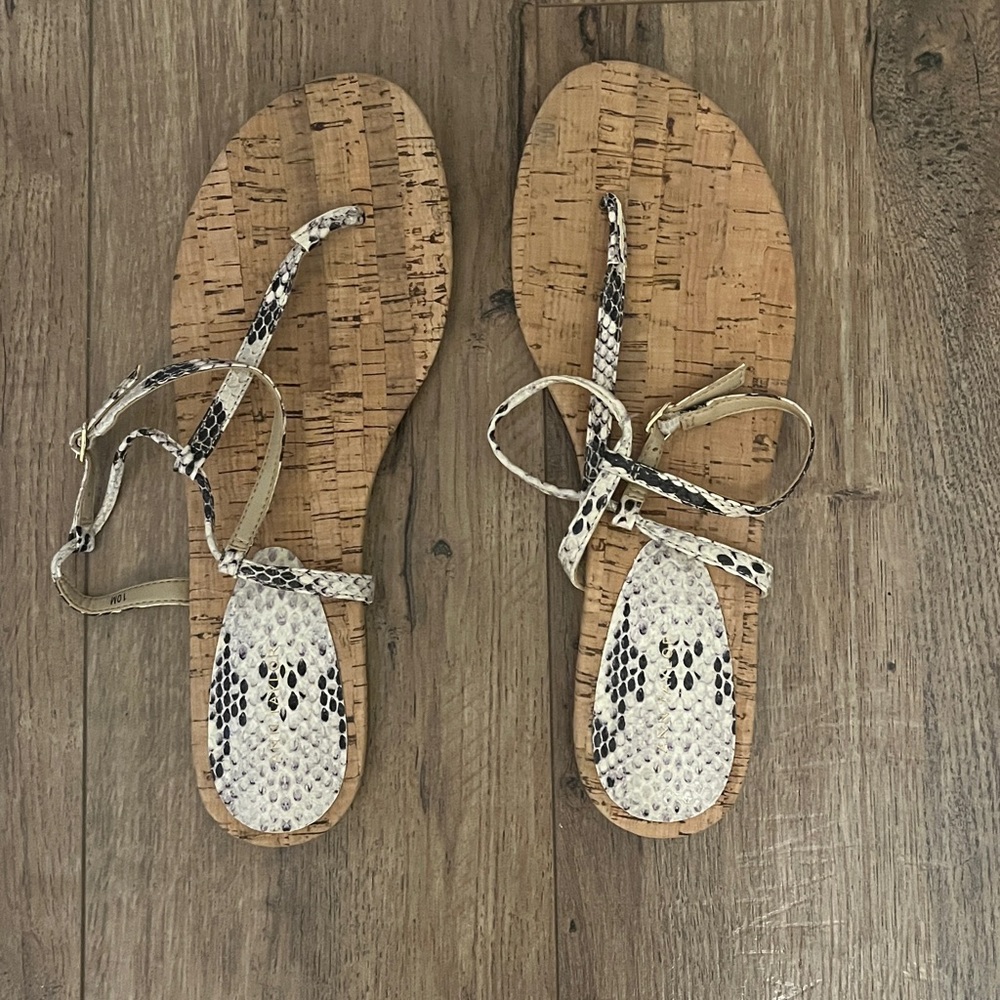 Ann Taylor Snakeskin and Cork Sandals
